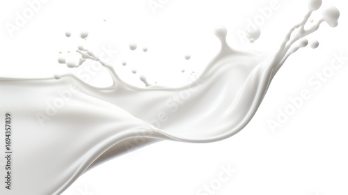 Milk splash in a smooth curve shape realistic droplets on transparent background