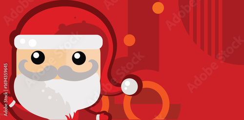  Cute santa claus on red background - vector illustration