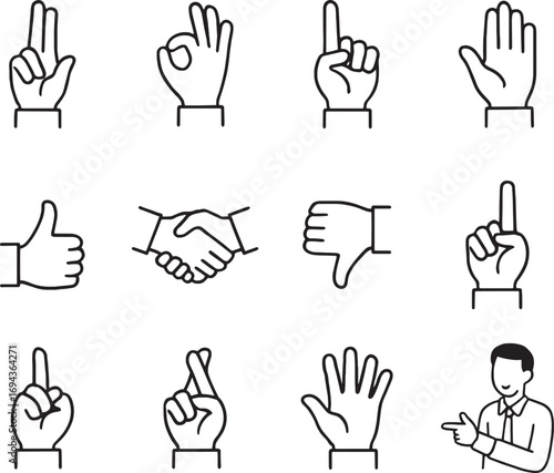 Set of Hand gesture icons