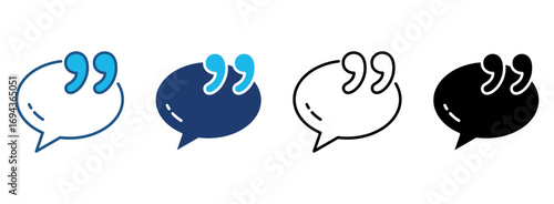 Quote Icon Set With Multiple Styles. Vector Illustration