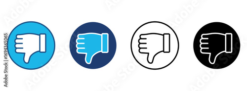 Dislike Icon Set With Multiple Styles. Vector Illustration