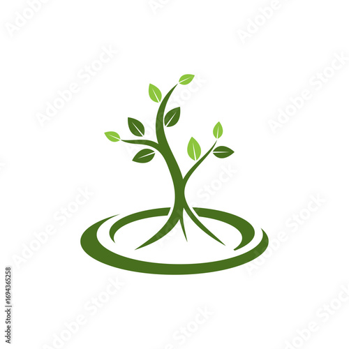 Abstract Plant Growth Reforestation Logo