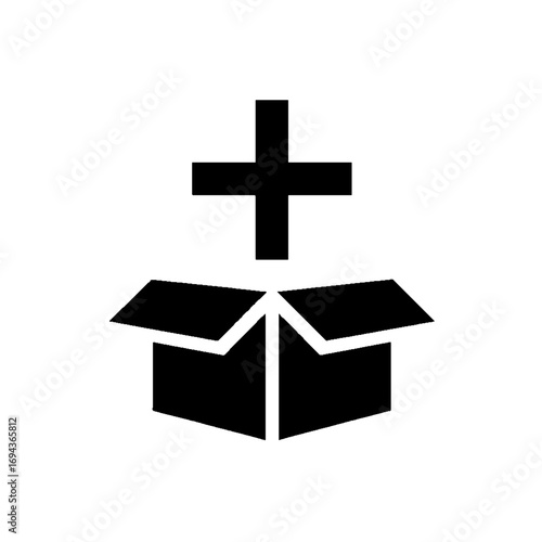 Minimalist Box Addition Graphic with Plus Symbol