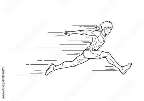 Dynamic athlete in full stride demonstrating speed and agility.