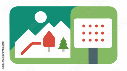 Accessible Trail Signage An illustration of an inclusive trail sign with braille and large print indicating accessible paths and points of interest for hikers with visual