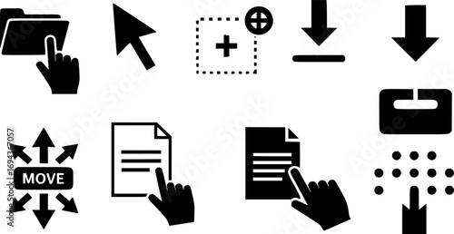 Drag and drop icon vector collection.