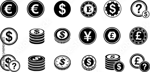 Coin vector icon symbol. illustration sign collection.