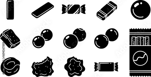 Chew gum icon vector collection