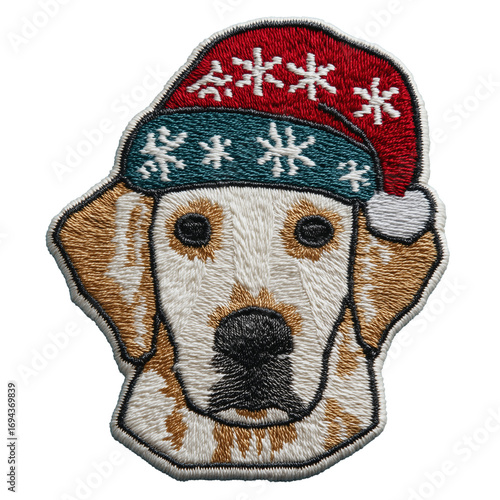 Christmas Dog Patch: Embroidered Pet Accessory with Festive Puppy Design
