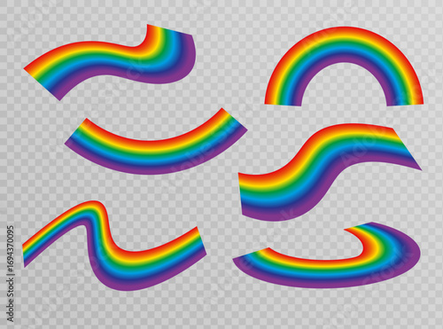 Realistic rainbow. Storm with rain on transparent background. Eps 10