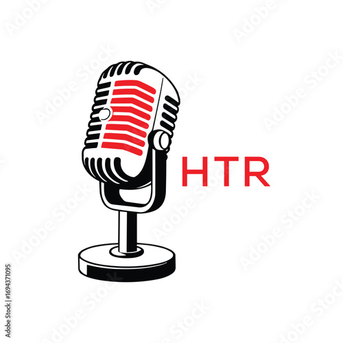 HTR Microphone Company logo. HTR Retro Mic logo design for entrepreneur and business. HTR Entertainment Branding best icon.
