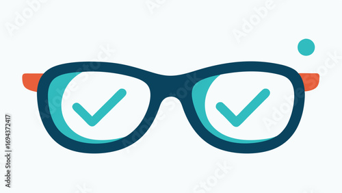 Focus Glasses Trendy glasses with tinted lenses and symbols of concentration like an eye and a check mark emphasizing clarity of thought.