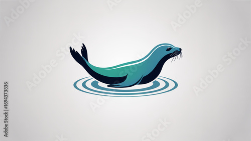 Cute seal swimming in water, a charming illustration for wildlife, nature, or animalthemed project