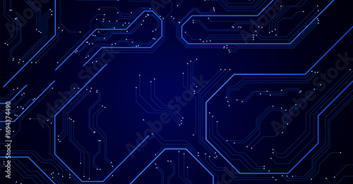 Technology Circuit Pattern Background in Dark Blue Style