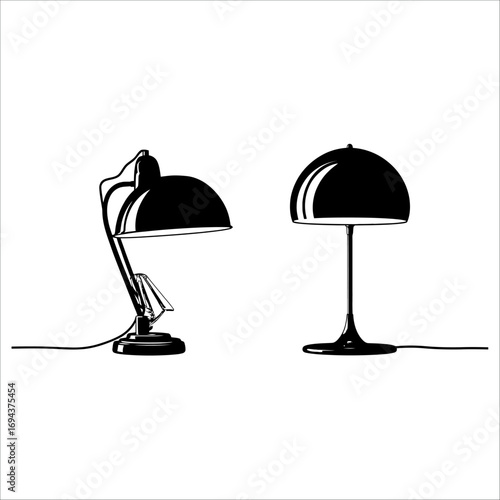 “Table lamp illustration vector design with modern desk and bedside lighting, home decor artwork”