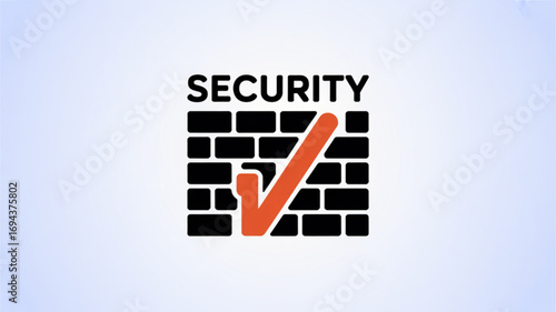 Security logo featuring a brick wall with a checkmark, symbolizing protection and safety
