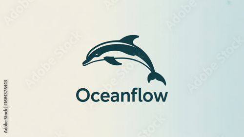 Oceanflow logo featuring a dolphin jumping out of the water, symbolizing agility and grace on a gradient with text
