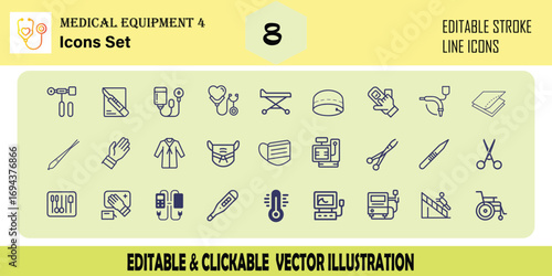 Collection of medical and health care symbol for design and web applications. Editable Stroke. Set of thin line icon symbol collection group