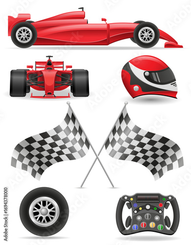 sport racing car for high-speed formula racing cartoon stock vector illustration isolated on white background