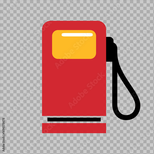 Red Fuel Pump Icon with Nozzle for Gasoline and Petrol Station Concept