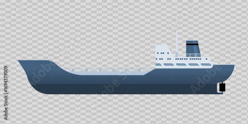 Oil Tanker Cargo Ship Illustration on Transparent Background