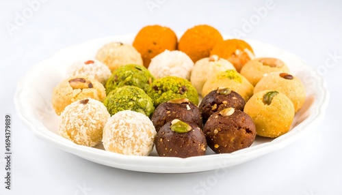 Colorful sweet balls arranged on a plate