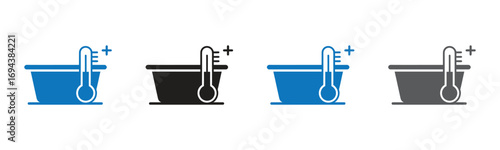 Cool bathtub water check with thermometer,