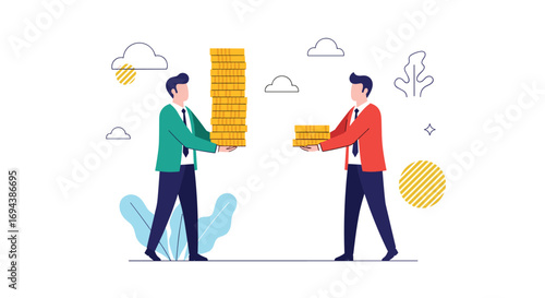 Two businessmen exchange information and resources for business growth and collaboration