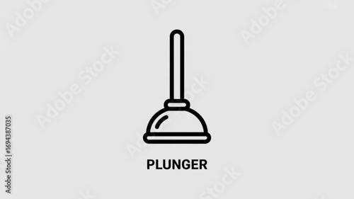 Illustration of a black plunger, a tool used to unclog drains and toilets, with a simple design