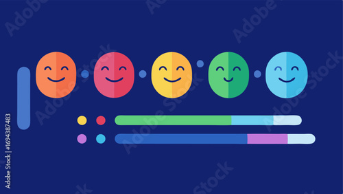 Dynamic Emotion Chart A chart displaying different facial expressions alongside color gradients. Users can slide a bar to represent their current feelings allowing for sensory
