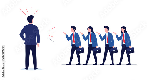Business leader inspiring team members with vision and motivation towards collective success
