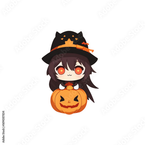 Spooky Witch Girl Halloween Illustration
