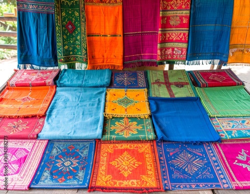 Colorful textiles, vibrant patterns