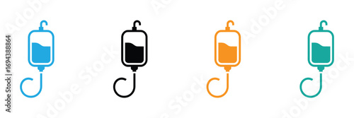 Medical IV drip intravenous treatment icons for healthcare