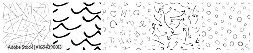 Set of seamless patterns with scribble smears