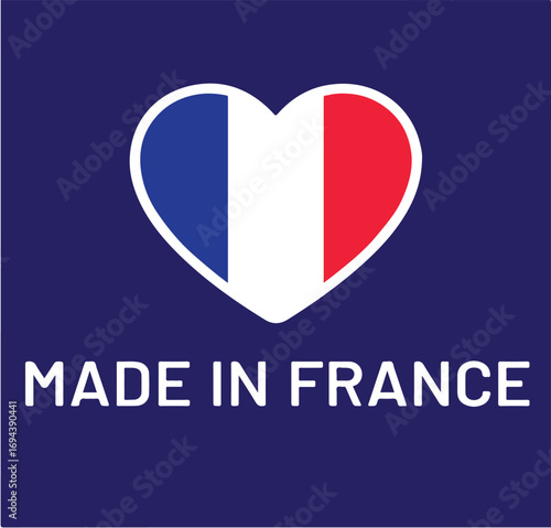 Made in france symbol colored heart shape vector.