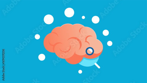 Brain and Oxygen Icon A stylized brain with oxygen bubbles surrounding it symbolizing the infusion of oxygen for enhanced brain function.