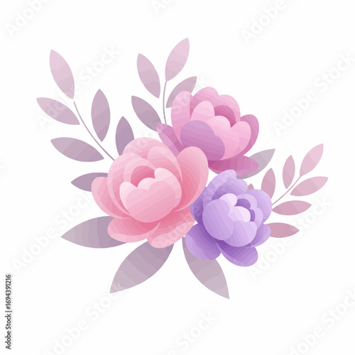 Elegant floral design with vibrant pink and purple peonies for modern aesthetics