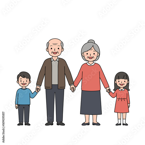 Grandparents Holding Grandchildrens Hands.