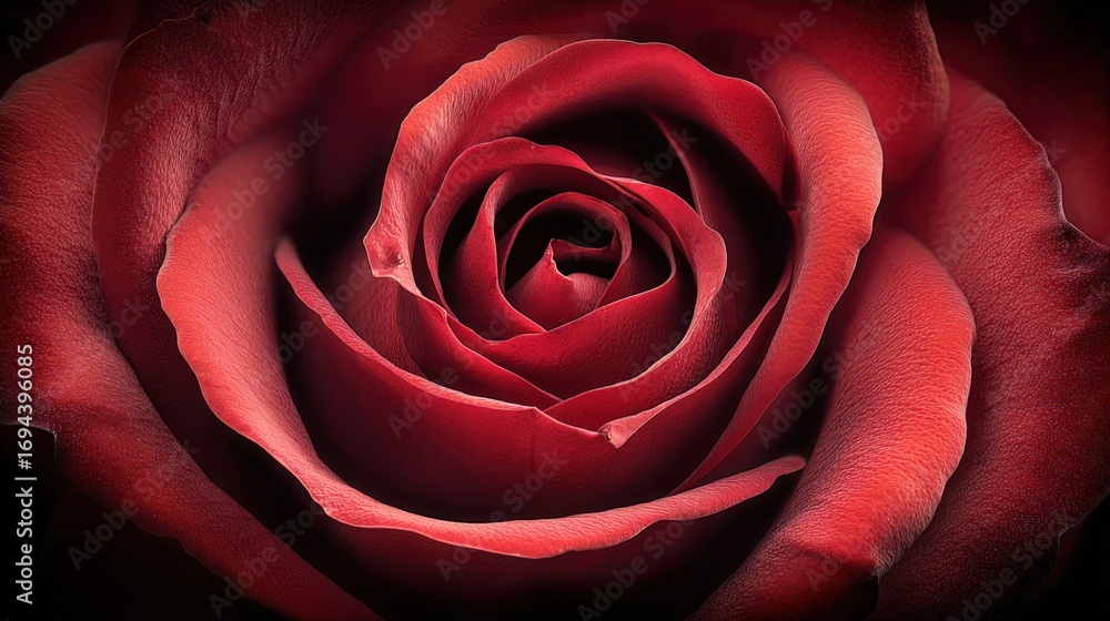 Obraz premium Close-up Red Rose Blossom: Symbol of Love, Romance, and Passion for Valentine's Day