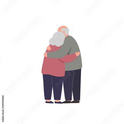 Elderly Couple Embracing Affectionately.