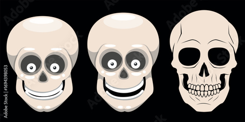 Top quality skull face emoji vector icon, dead emoticon face illustration isolated on white background, popular digital element
