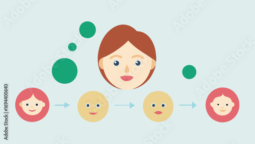 Cell Regeneration A simple sequence of illustrations showing the transformation of sagging skin to plump and youthful skin as exosomes and retinol are applied.