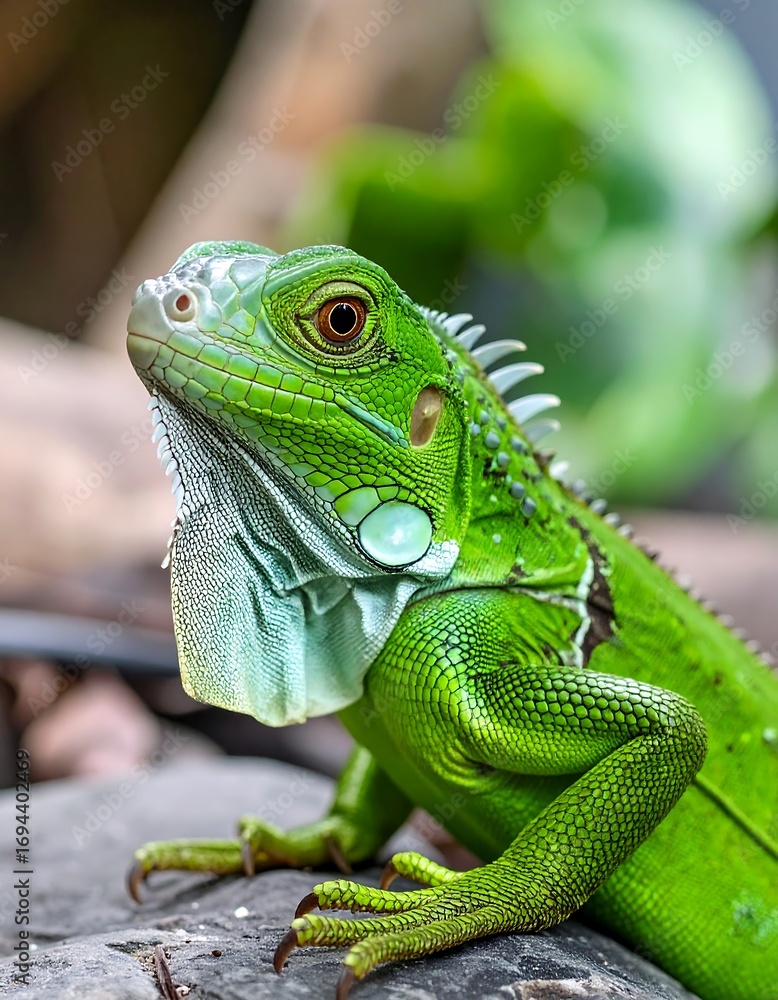 Fototapeta premium Close-up of a vibrant green iguana (1)