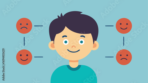 Emotion Chart A simple chart showcasing various emotions with expressive facial illustrations designed to help children identify and understand their feelings.