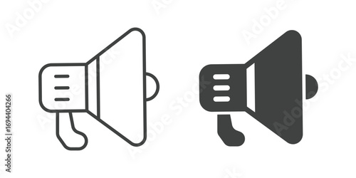 Megaphone icon. Line and glyph solid icon. Editable stroke and Perfect pixel isolated on white background. Vector illustration