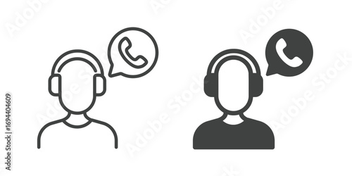 Customer support icon. Line and glyph solid icon. Editable stroke and Perfect pixel isolated on white background. Vector illustration