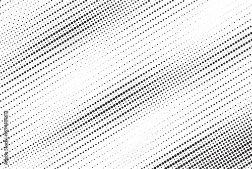 Grunge halftone gradient texture. Faded grit noise background. Sandy gritty wallpaper. Retro pixelated backdrop. Black and white anime or manga comic overlay. Vector graphic design textured halftone