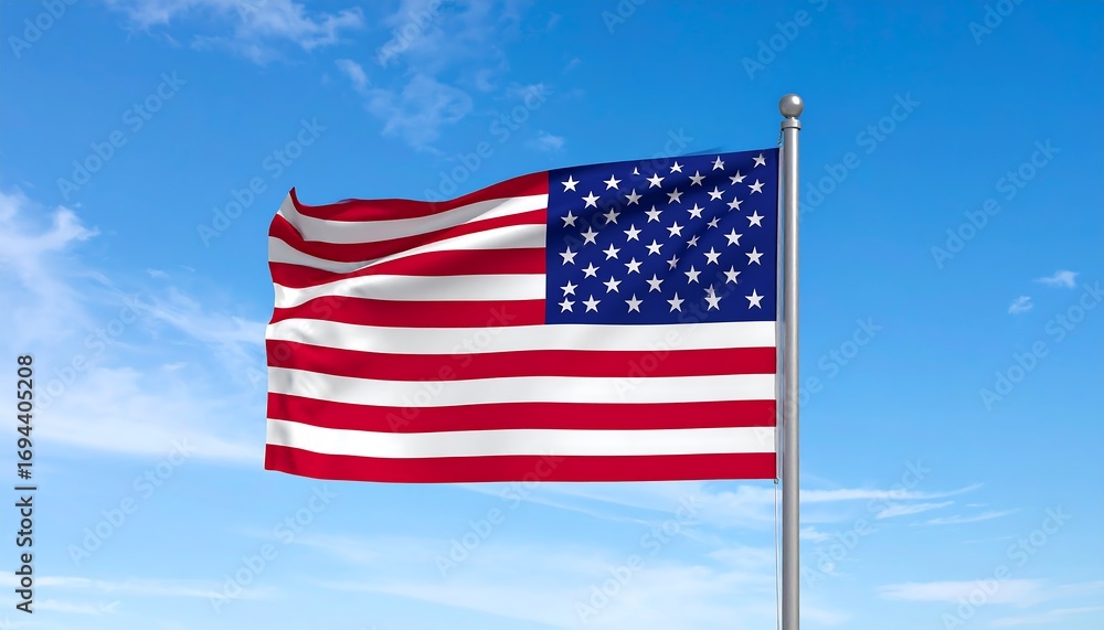 Fototapeta premium american flag on blue sky