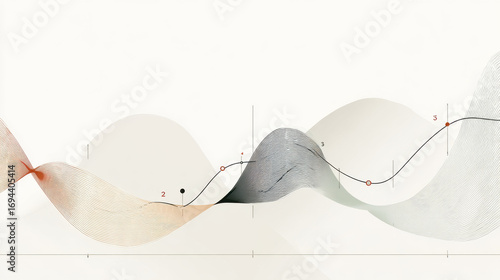 This abstract graph illustrates business planning and the impact of digital trends and tariffs.